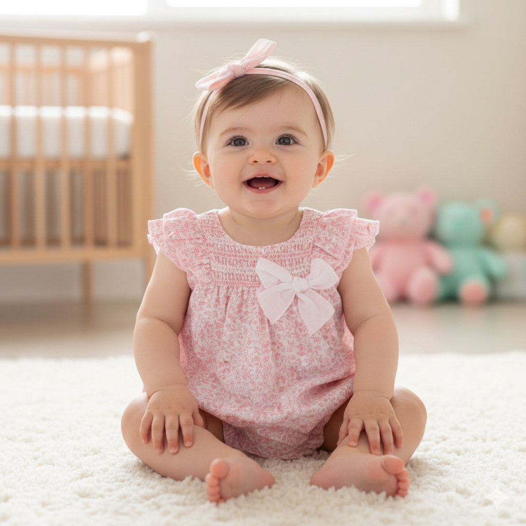 Baby girls dulce de fresa pink floral romper