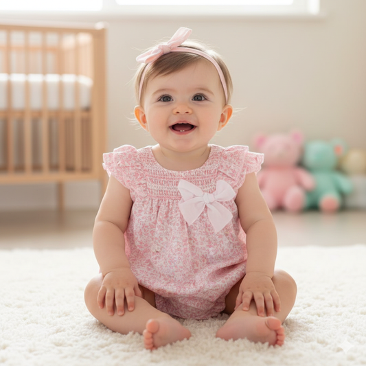 Baby girls dulce de fresa pink floral romper