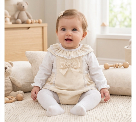 Baby girls cream romper and shirt set