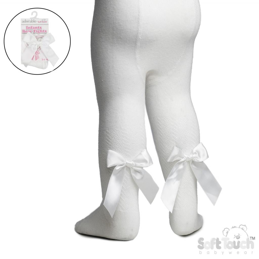 Baby girls cream bow tights