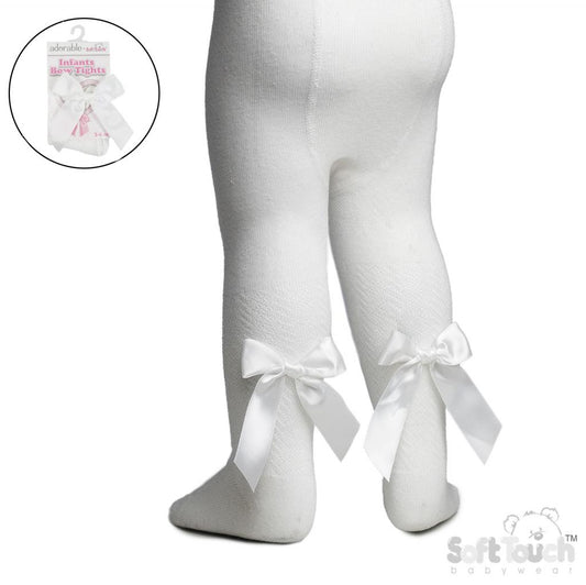 Baby girls cream bow tights