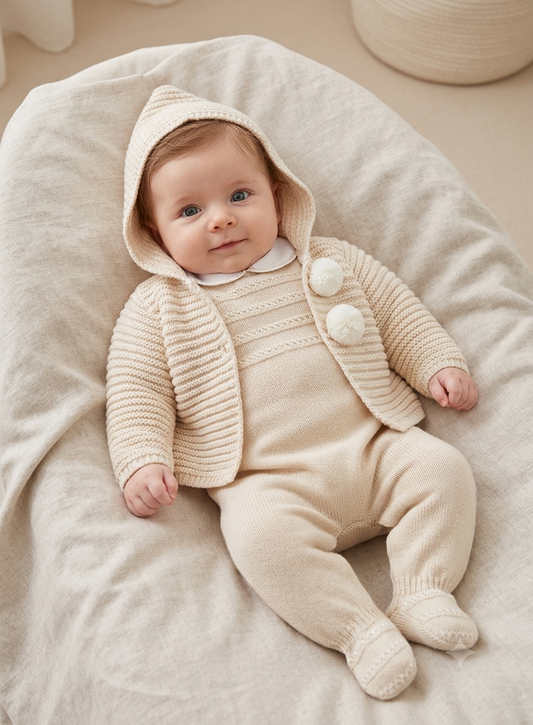 Camel knitted all in one and cardigan set