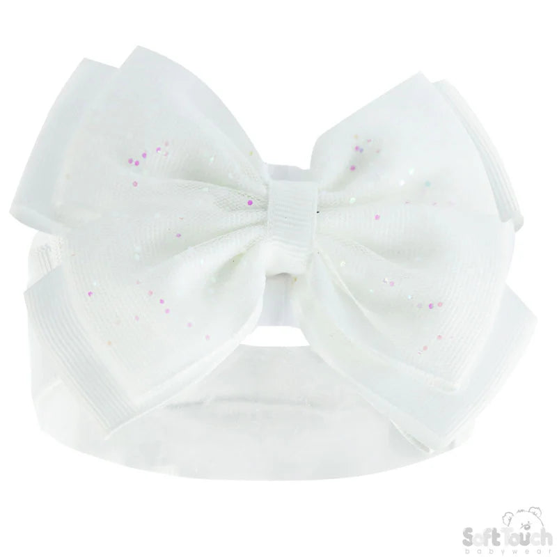 White soft bow headband