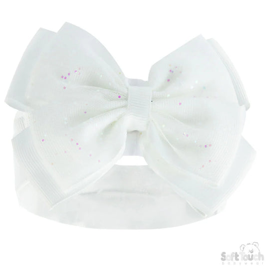 White soft bow headband