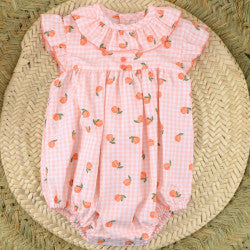 Baby girls peach gingham romper