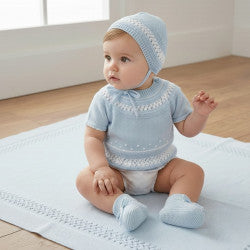 Baby boys blue and white dulce de fresa 4 piece set