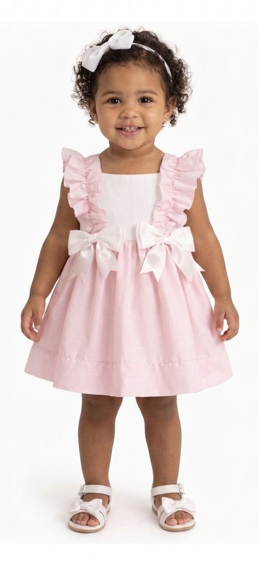 Girls pink frill dress