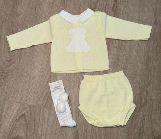 Lemon knitted teddy bear jam pant set