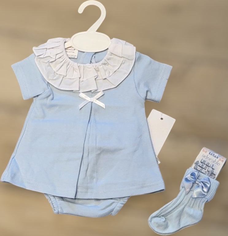 Baby girls blue cotton jam set