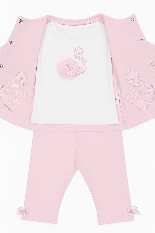 Baby girls swan leggings set with tshirt