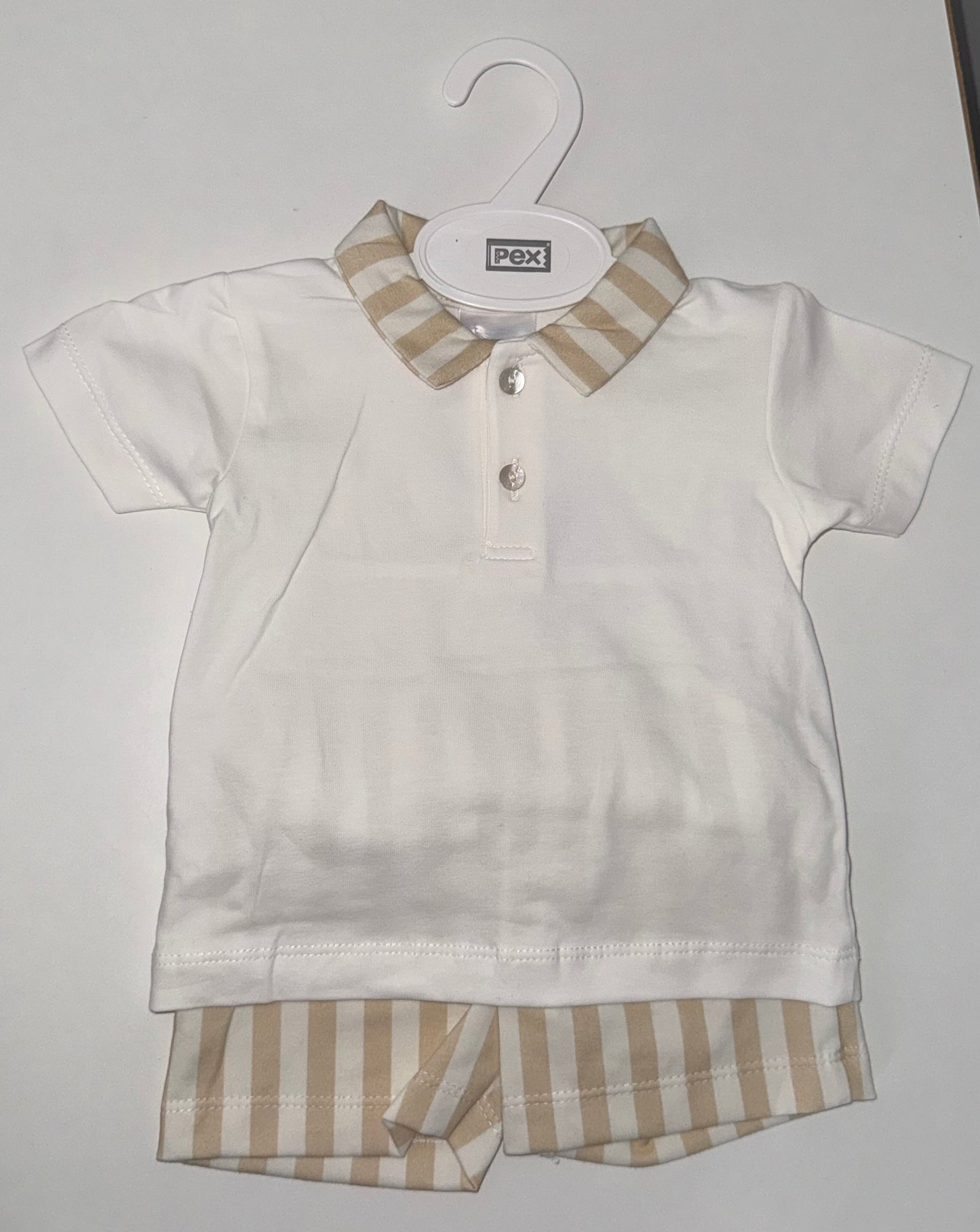 Baby boys camel stripe short set