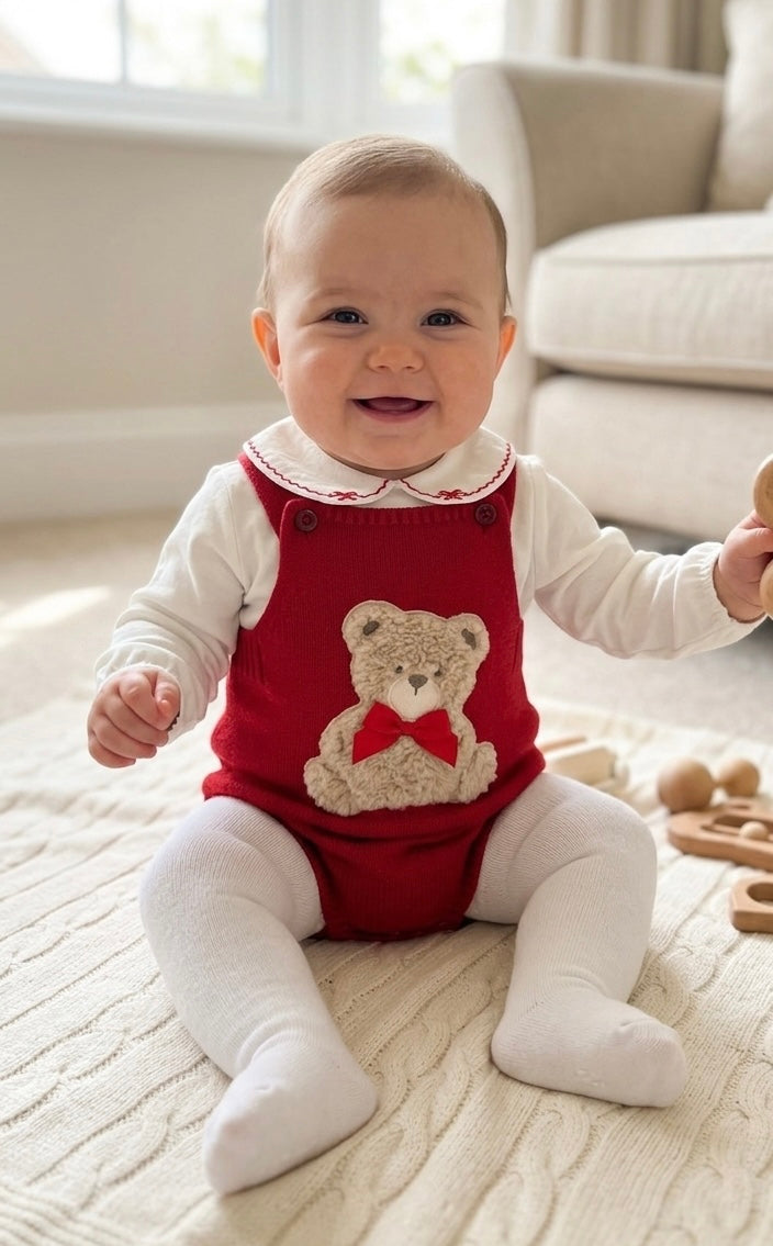 Baby red teddy romper