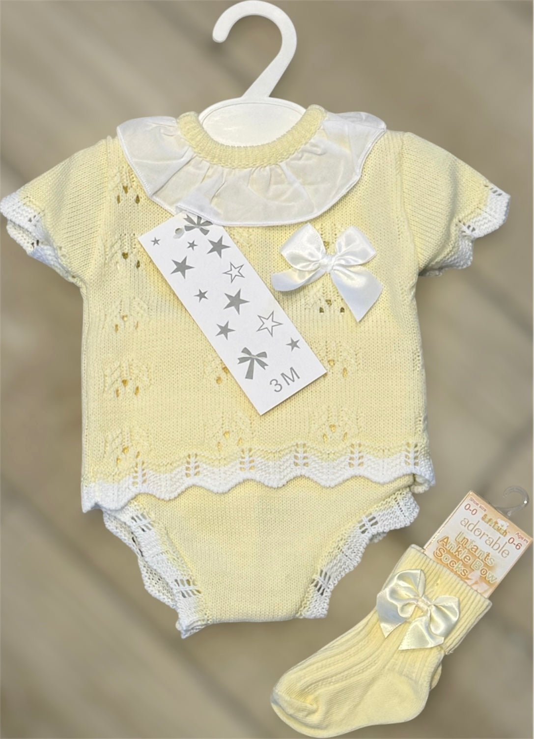 Baby girls lemon knitted jam set