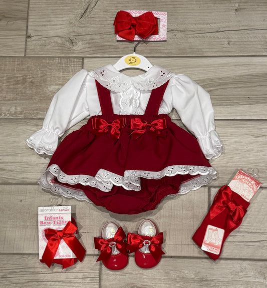 Baby girls red peplum romper