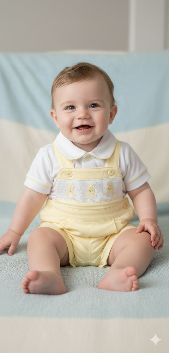 Baby boys lemon smocked outfit