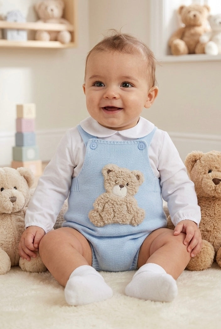 Baby blue teddy romper