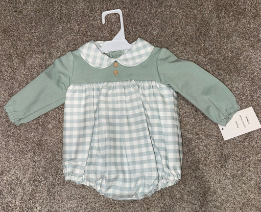Mint gingham romper