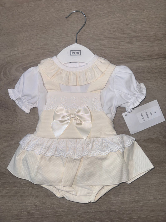 Baby girls ivory bow romper