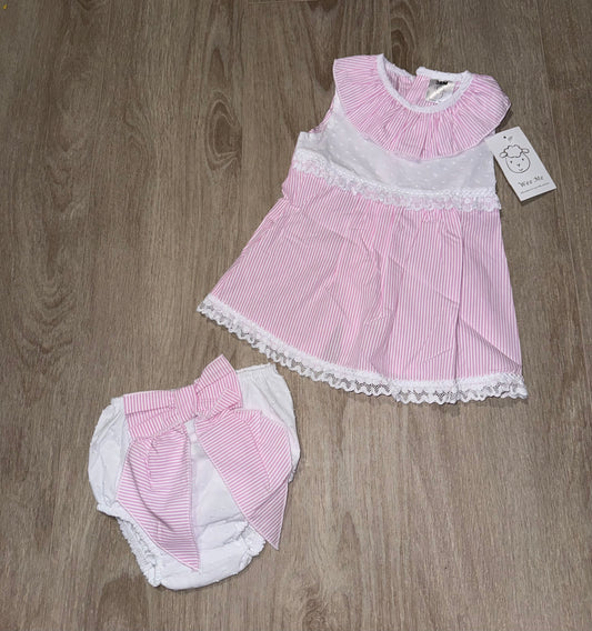 Baby girls pink stripe jam pants set