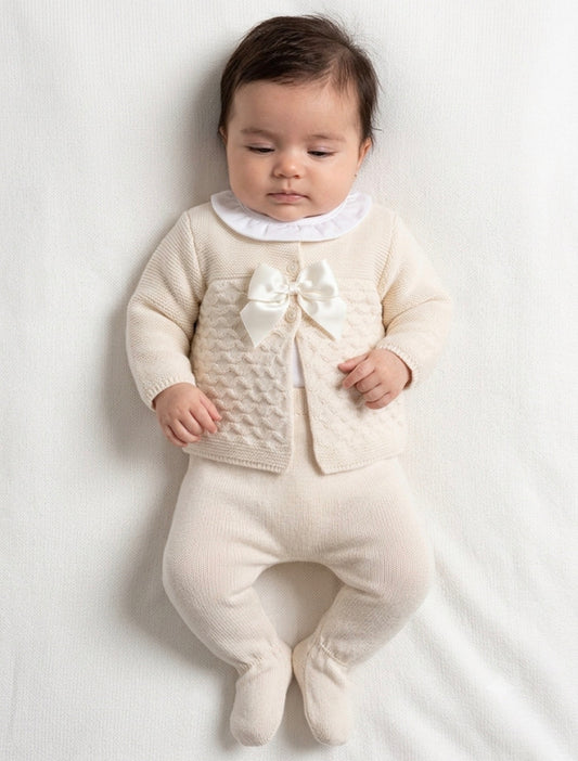 Baby girls camel knitted 3 piece set