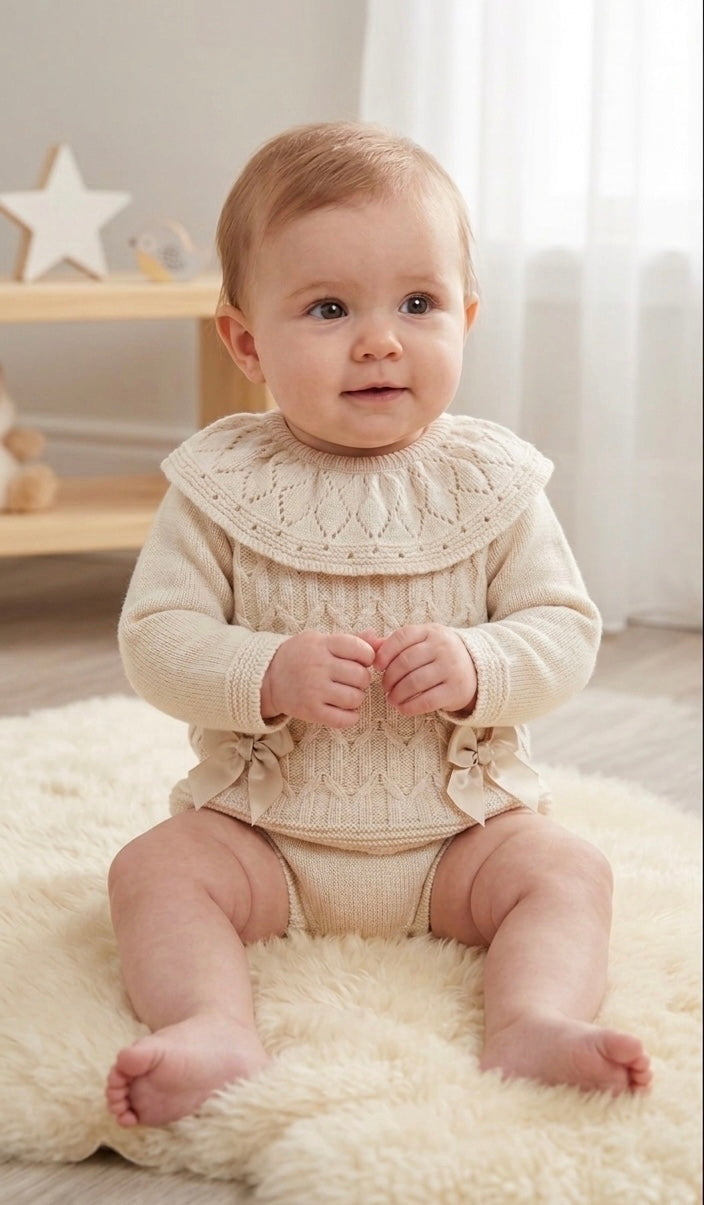 Baby girls camel knitted jam set