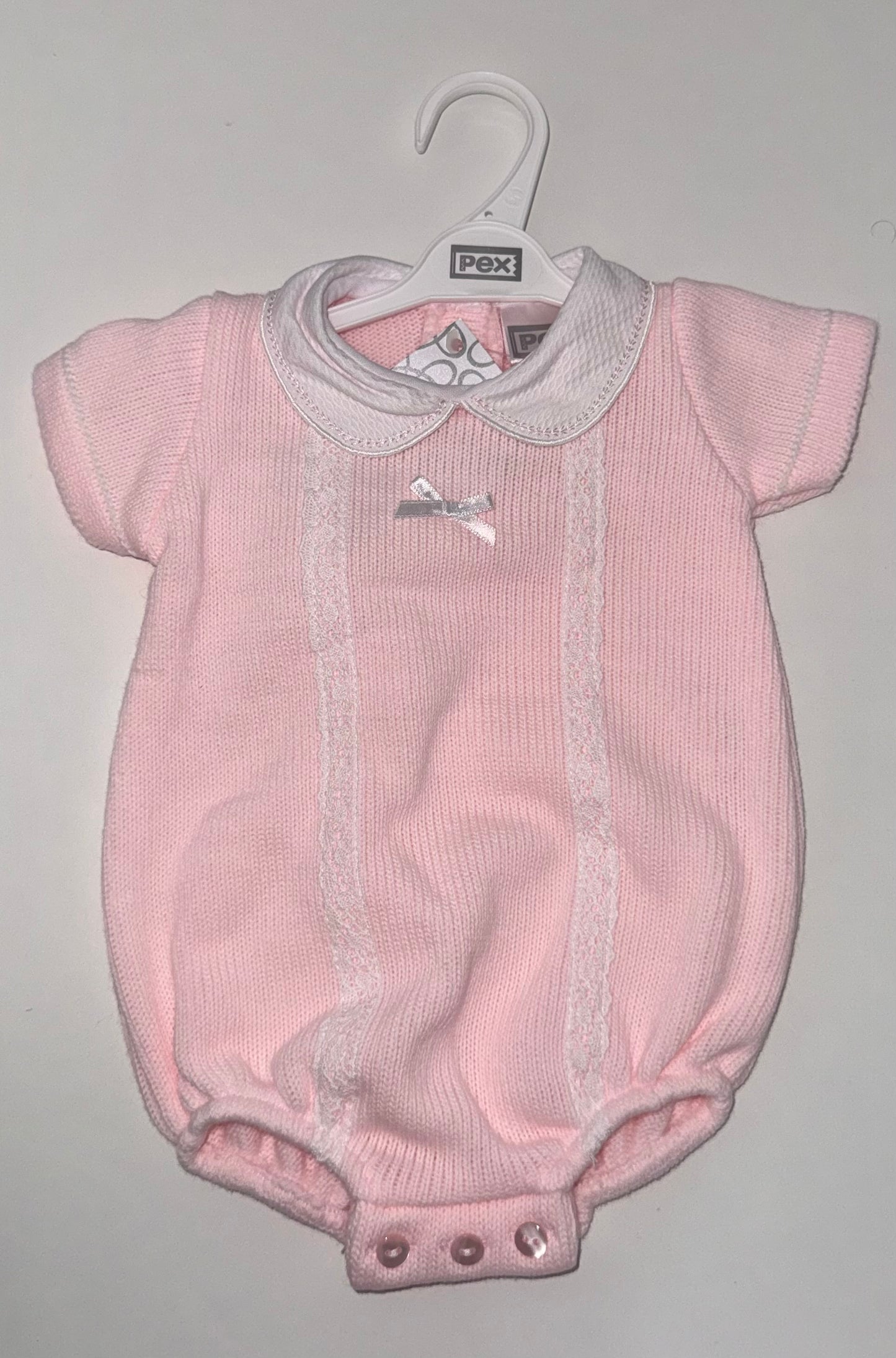 Baby girls pink fine knitt romper