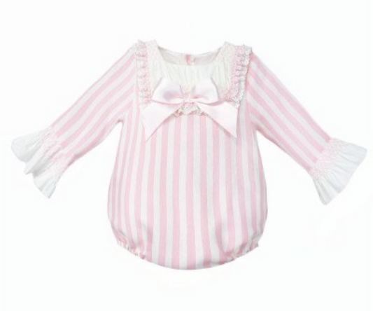 Baby girls pink striped romper