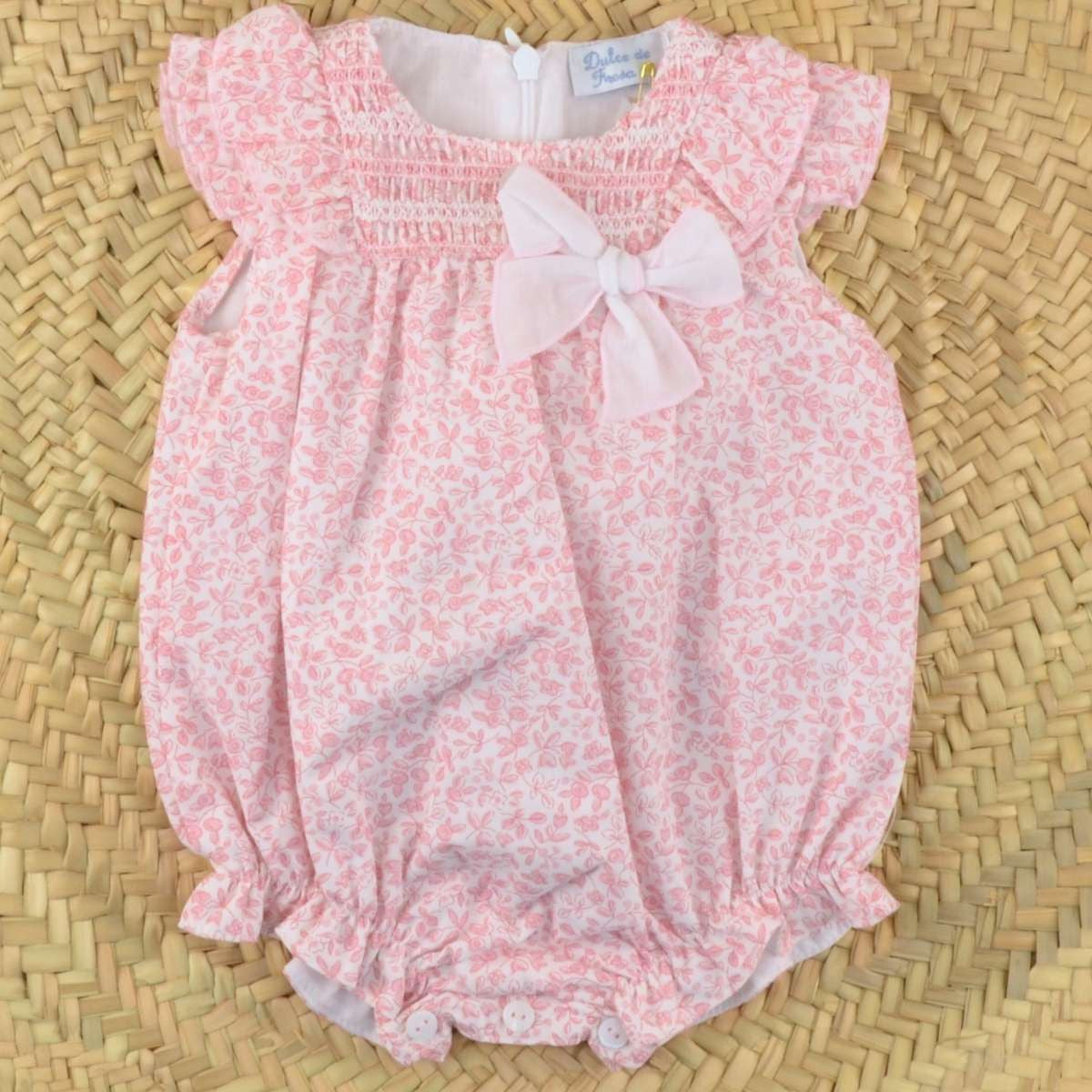Baby girls dulce de fresa pink floral romper