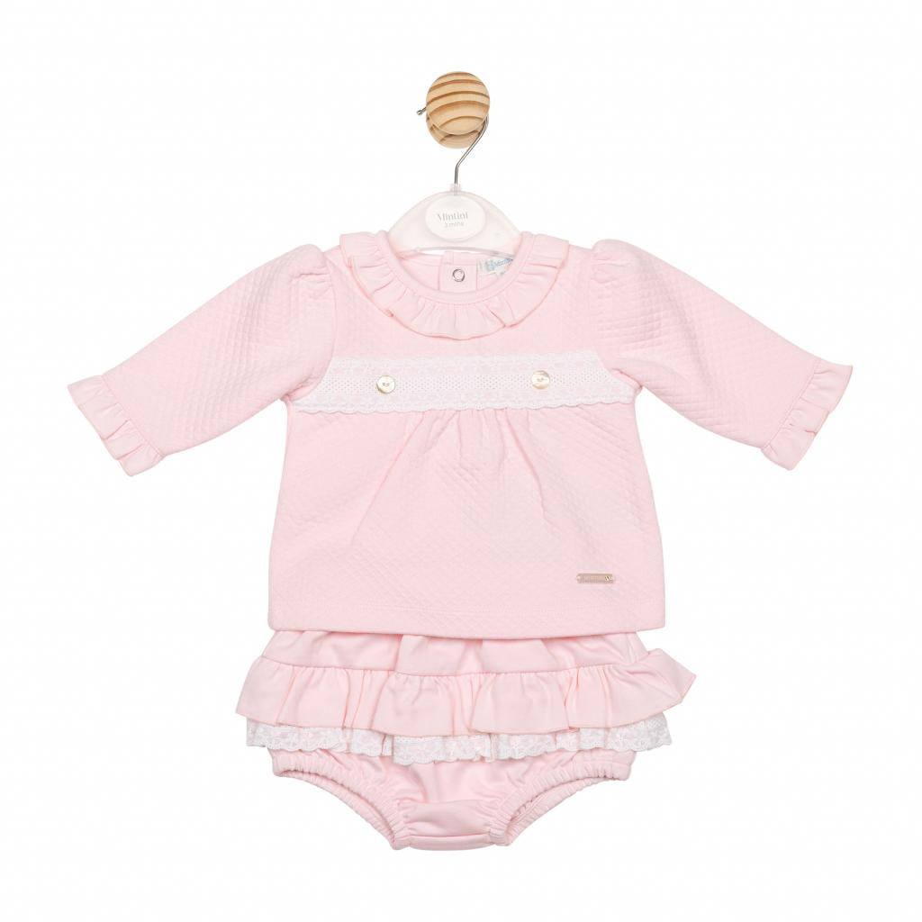 Baby girls Mintini baby pink diamond jam pant set