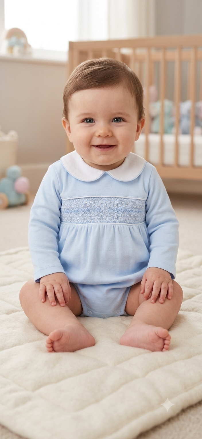 Baby blue velour romper