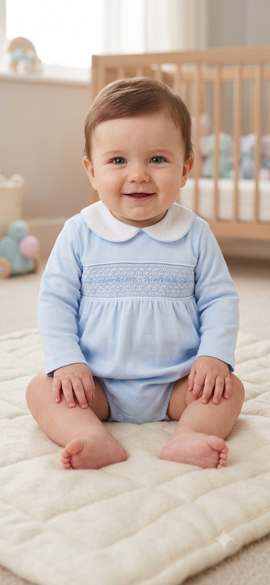 Baby blue velour romper