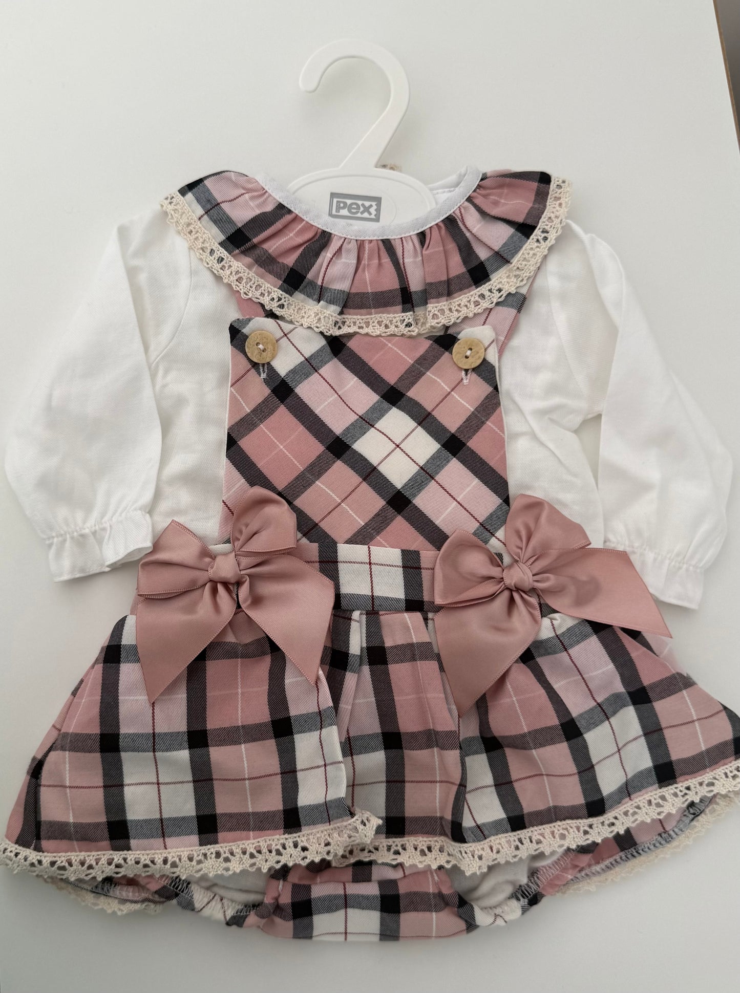 Sample - pink/ black check romper