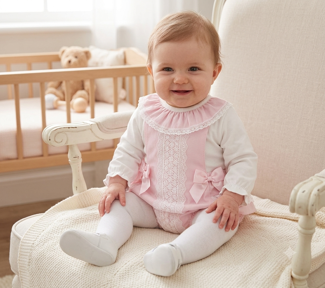 Baby girls pink romper and shirt set