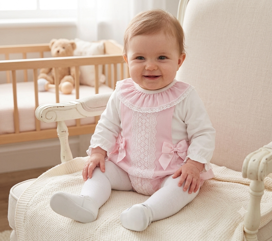 Baby girls pink romper and shirt set