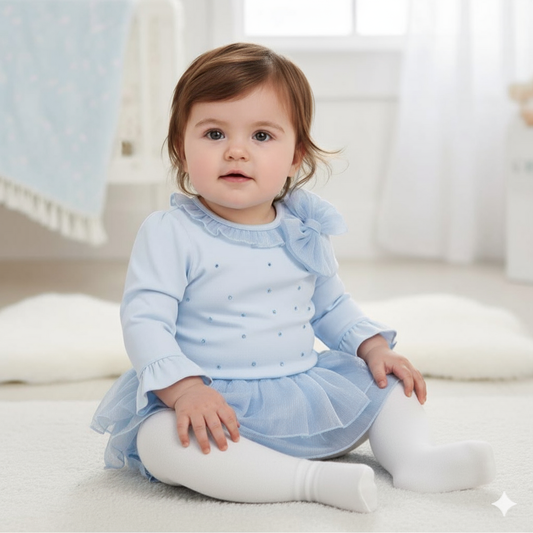 Baby girls Mintini blue diamonte jam pant set