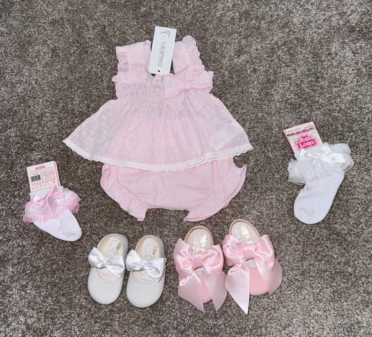 pink top and short set