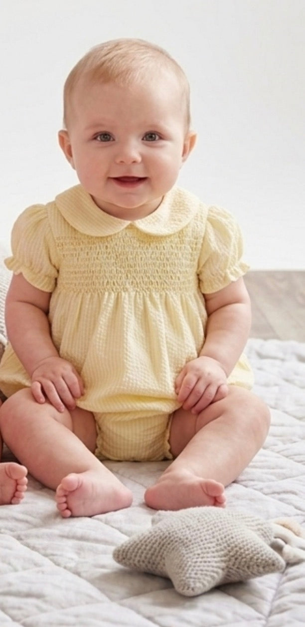 Lemon smocked romper
