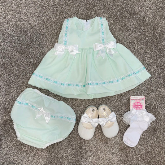 Baby girls mint dress and pants set