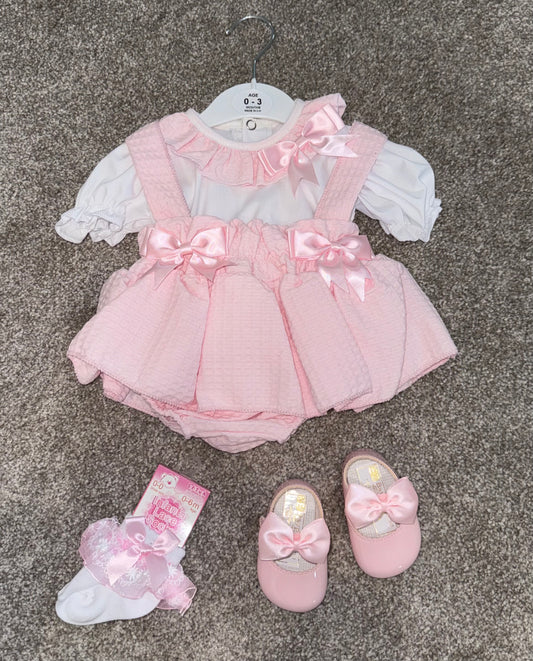 Baby girls pink waffle peplum set