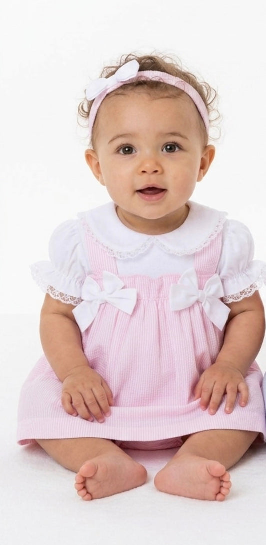 Pink and white dress set