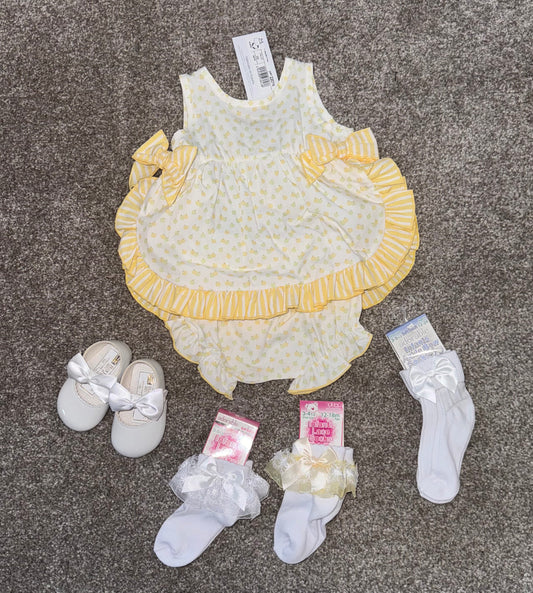 baby girls lemon double bow dress