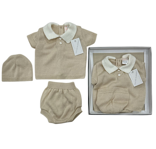 Beige 3 piece knitted set