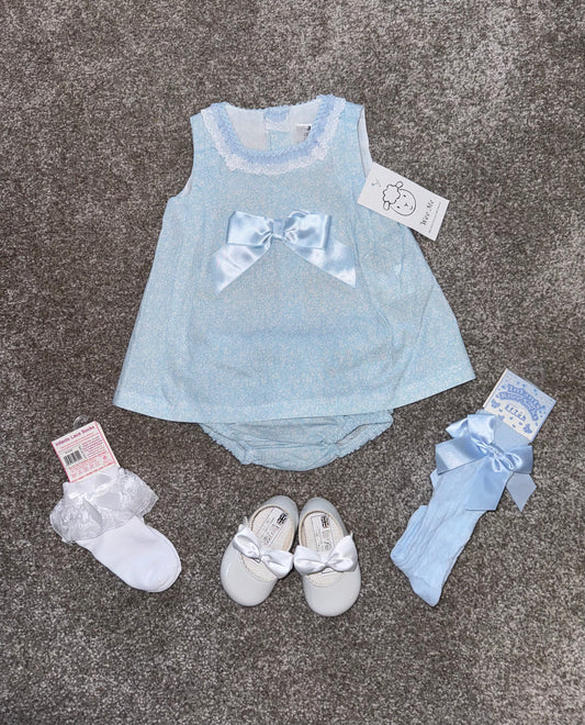 Baby girls blue dress and pants