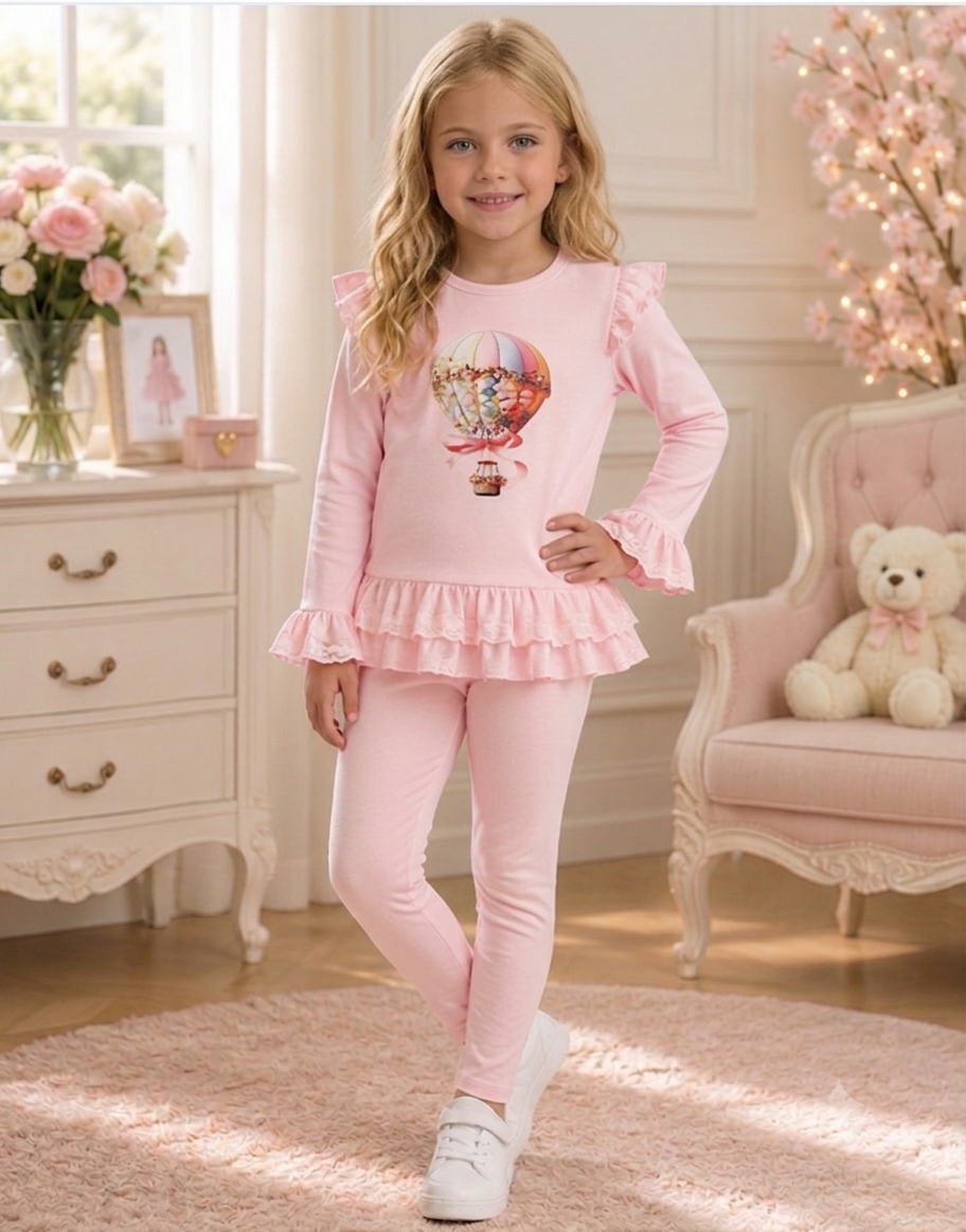 Pink leggings set with hot hair balloon
