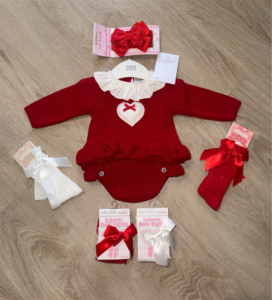 Red jam pant heart set