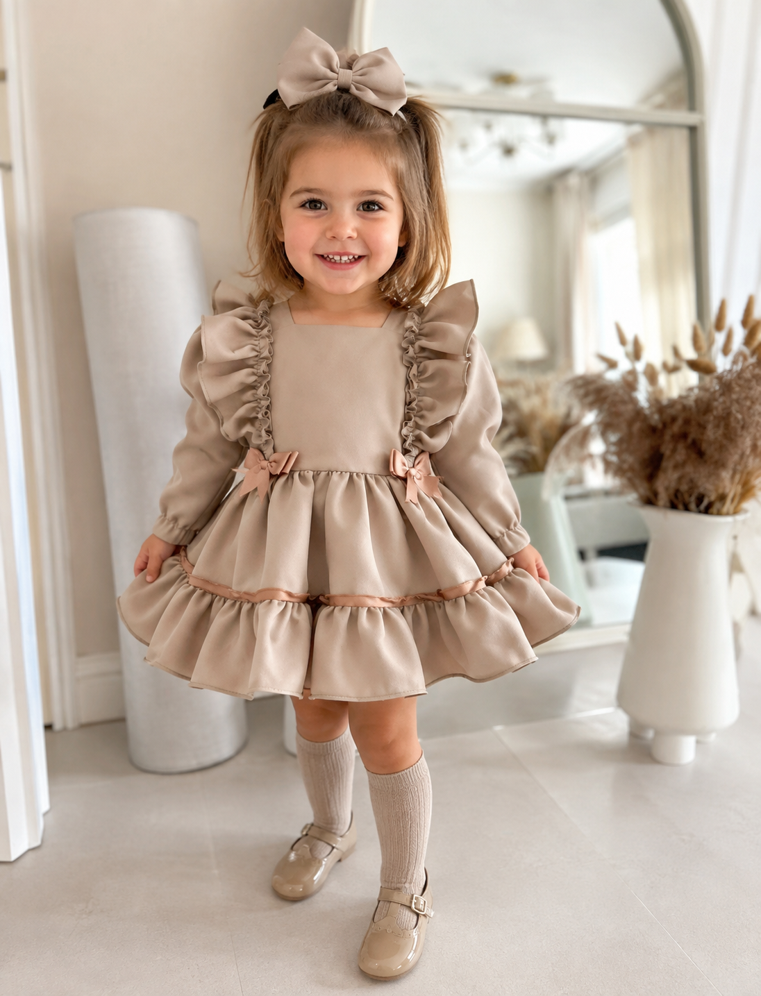 Camel puffball dress