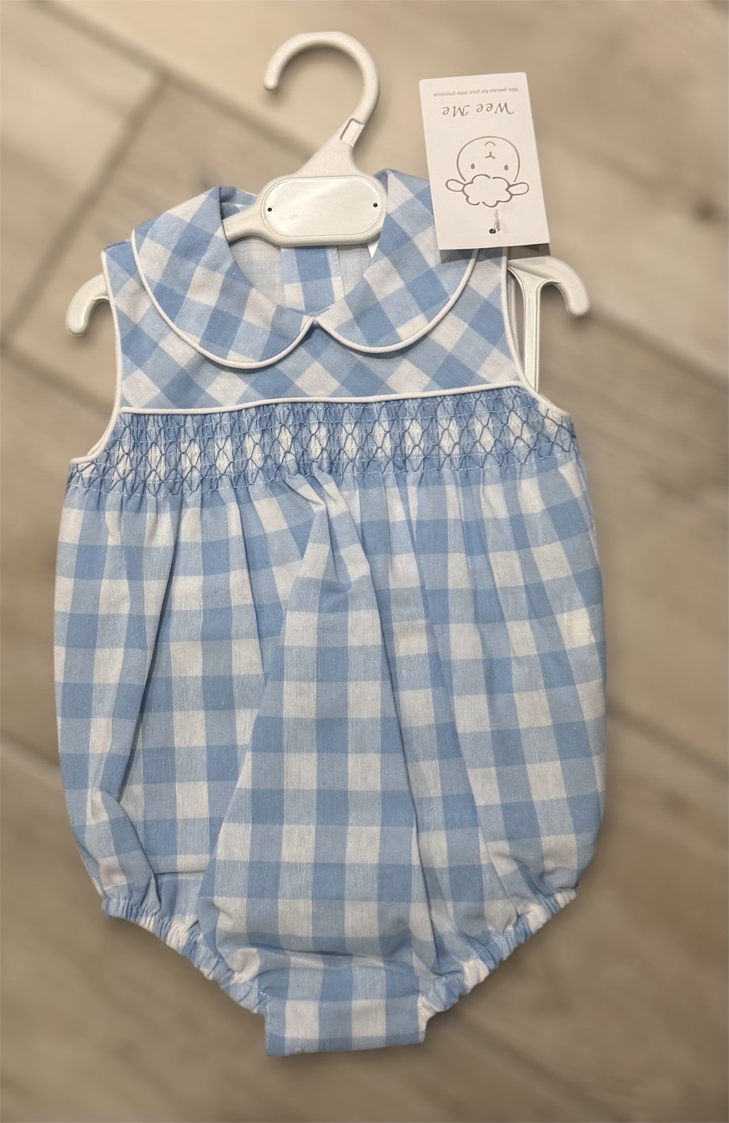 Blue checked romper