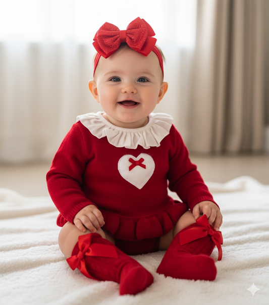 Red jam pant heart set