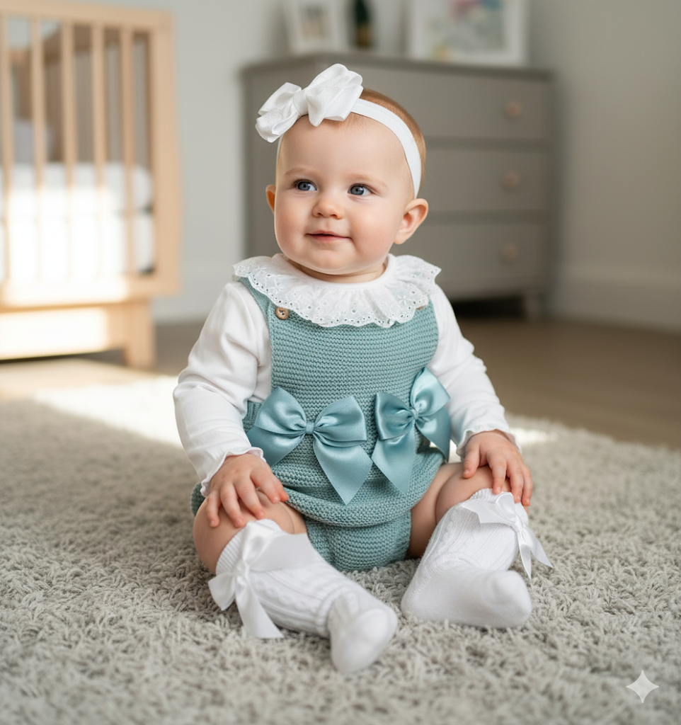 Sage green knitted romper set