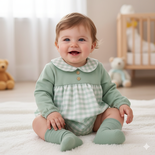 Mint gingham romper
